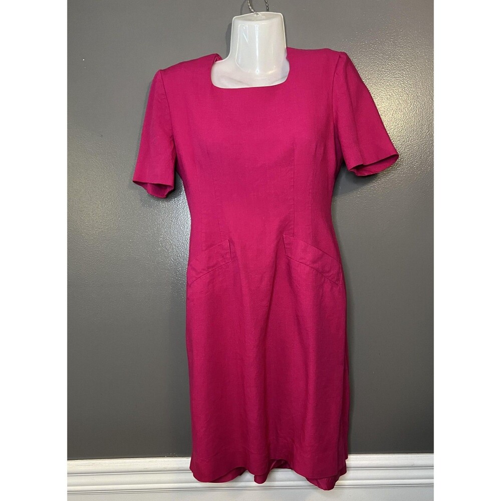 Talbots Dress Womens Petite 2 Pink Oberon Square Neck Sheath Back Zip Office